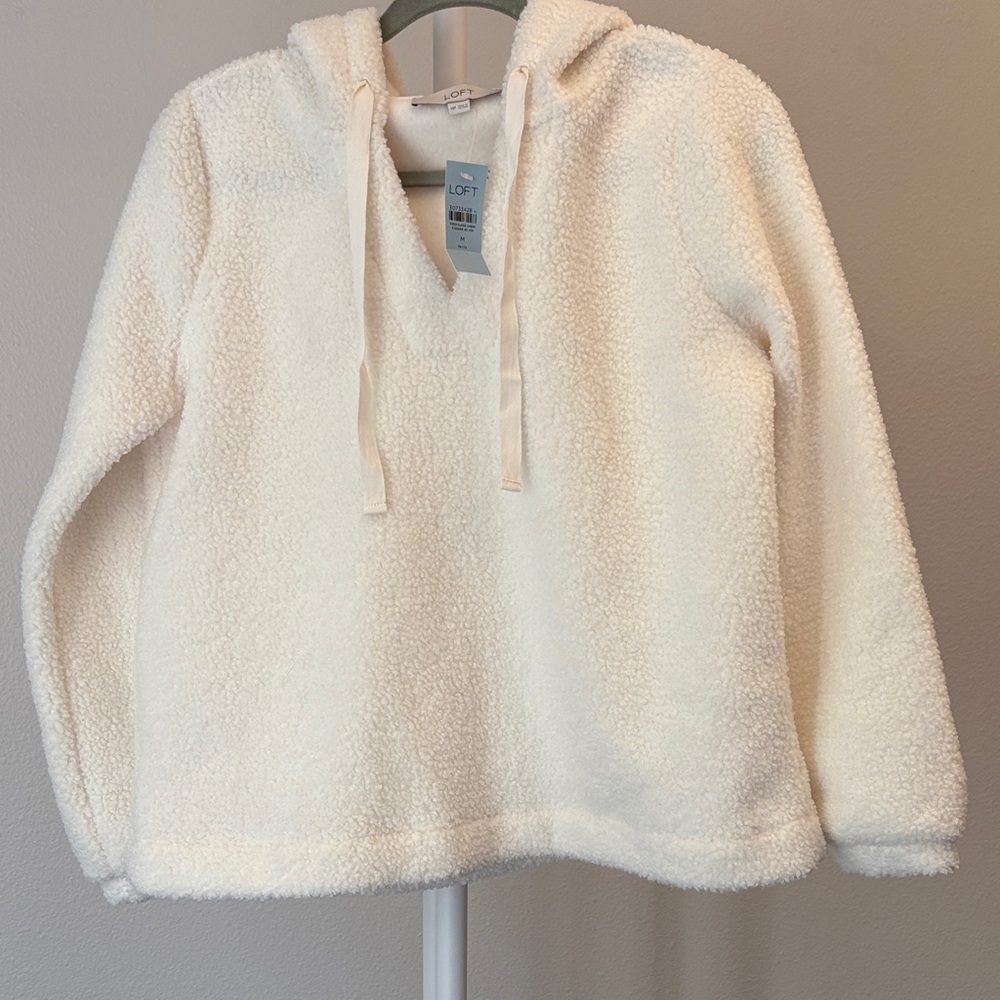 LOFT Cream Hooded Sweatshirt